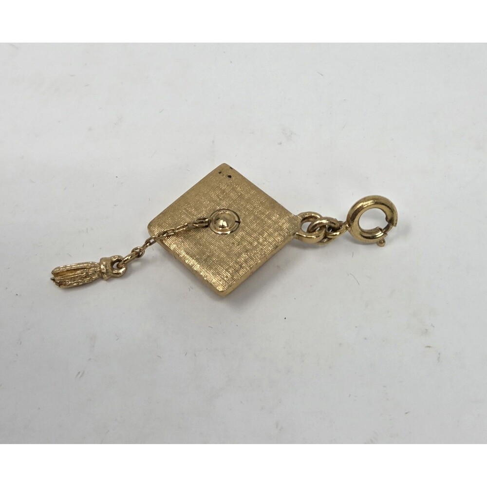 Monet Vintage Gold Tone Graduation Cap Mortarboard Charm Tassel 1960s 1970s